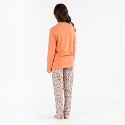 Pijama largo algodón Elda teja pijamas-largos-mujer