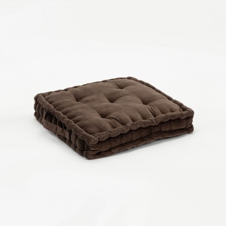 Cojín de silla terciopelo algodón negro 50x50 - funda + relleno