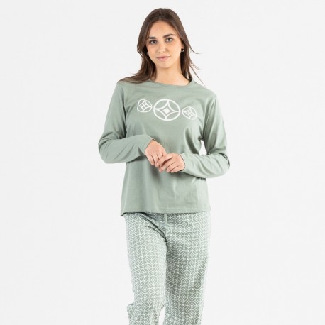 Pijama largo Pompa verde Talla M