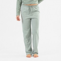 Pijama largo algodón Pompa verde caceria pijamas-largos-mujer