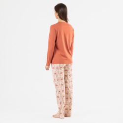 Pijama largo algodón Tiber teja pijamas-largos-mujer