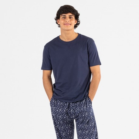 Pijama hombre manga corta Yelco azul marino comprar-pijamas-largos-hombre