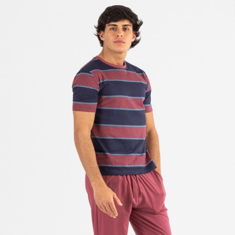 Pijama hombre manga corta Tadeo burdeos comprar-pijamas-largos-hombre