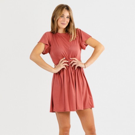 Camisón manga corta marsala vestidos-y-blusones-mujer