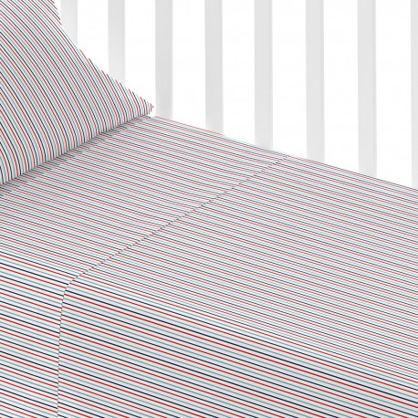 Juego de sábanas algodón Raya York azul marino cuna