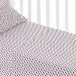 Juego de sábanas algodón Raya York azul marino cuna