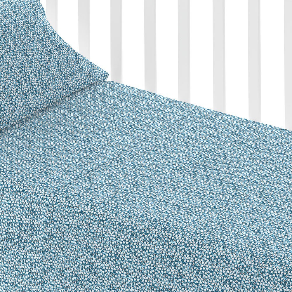 Juego de sábanas algodón Primavera indigo cuna Medidas sábanas Minicuna (  50x80cm)
