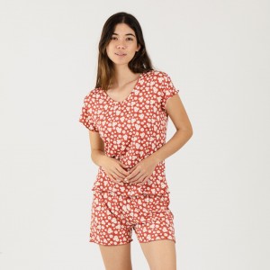 Pijama corto mujer punto sedoso Liva marsala