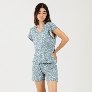 Pijama corto mujer punto sedoso Sorine indigo