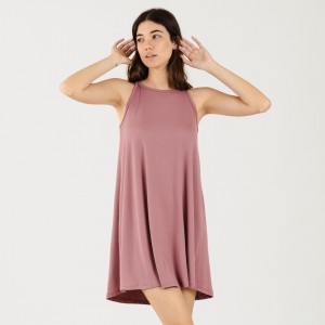 Vestido punto sedoso malva rosa
