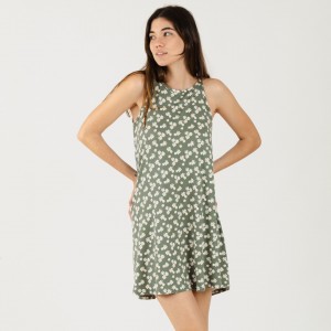 Vestido punto sedoso Indira verde caceria
