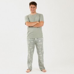 Pijama hombre manga corta Peter verde caceria comprar-pijamas-largos-hombre