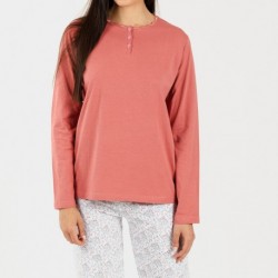 Pijama largo algodón Lorena marsala Pijama largo algodón Lorena marsala