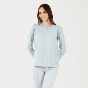 Pijama largo algodón Angelica celeste