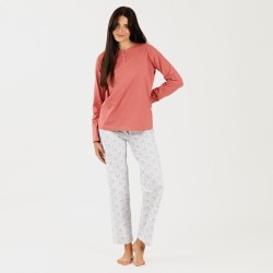Pijama largo algodón Lorena marsala Pijama largo algodón Lorena marsala