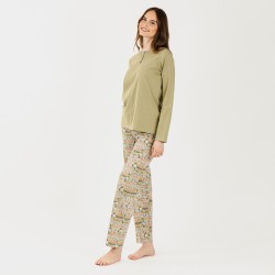 Pijama largo algodón Grinn verde pijamas-mujer