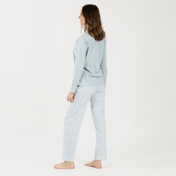 Pijama largo algodón Angelica celeste pijamas-mujer