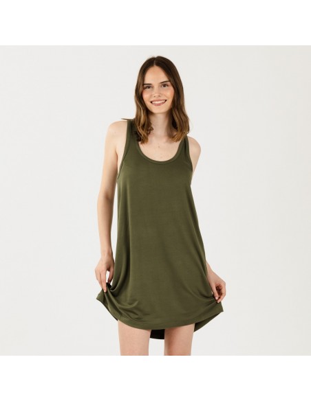 Camisón tirantes punto sedoso verde caceria Camisón tirantes punto sedoso verde caceria