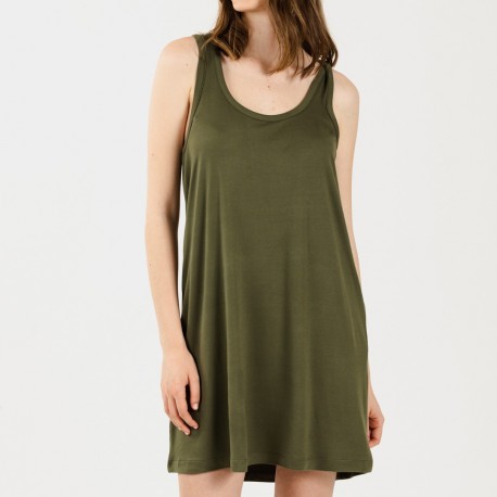 Camisón tirantes punto sedoso verde caceria