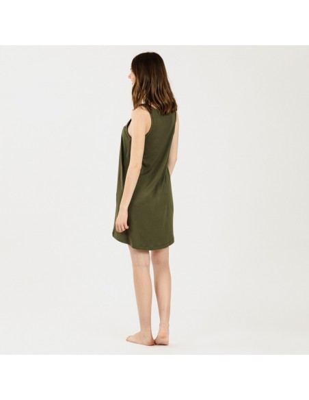Camisón tirantes punto sedoso verde caceria Camisón tirantes punto sedoso verde caceria