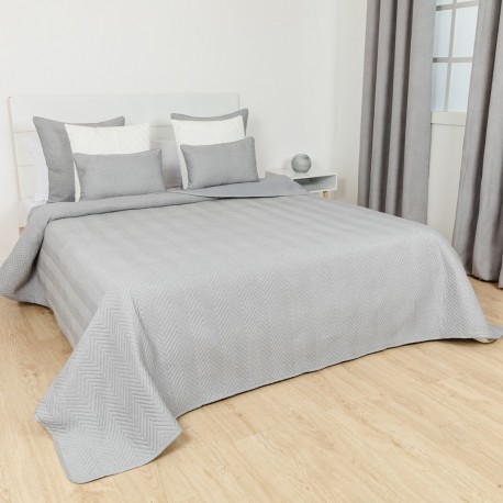 Colcha bouti lisa efecto desgastado Medidas colchas y edredones Cama 135-150cm  colores gris perla