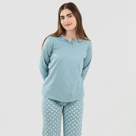 Pijama largo algodón Summer indigo pijamas-mujer