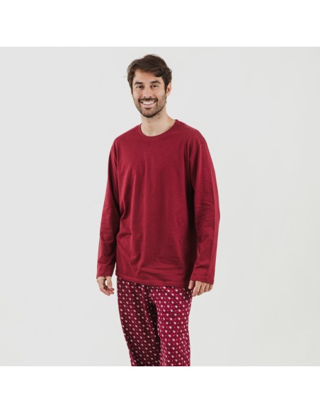 Pijama largo algodón hombre Cachemir burdeos comprar-pijamas-largos-hombre
