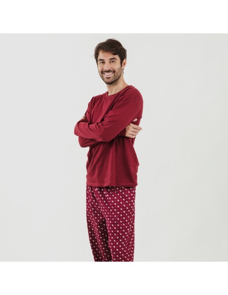 Pijama largo algodón hombre Cachemir burdeos comprar-pijamas-largos-hombre
