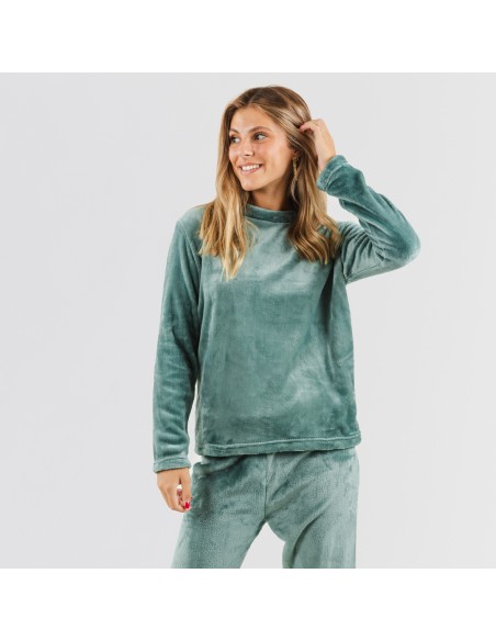 Pijama terciopelo verde frances pijamas-mujer