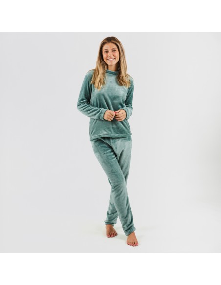 Pijama terciopelo verde frances pijamas-mujer