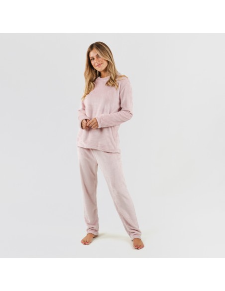 Pijama terciopelo rosa palo pijamas-mujer