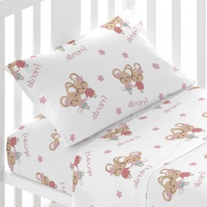 Juego de sábanas algodón Friends rosa cuna 2