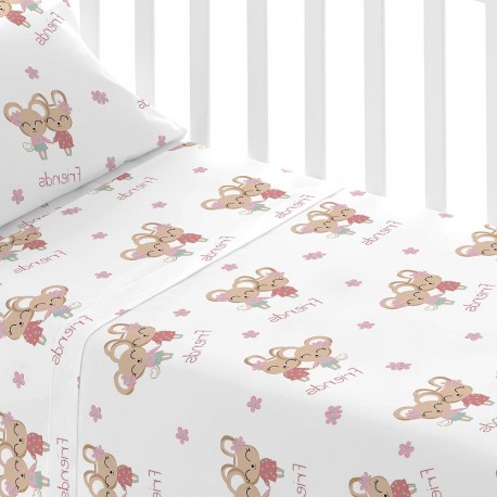 Juego de sábanas algodón Friends rosa cuna