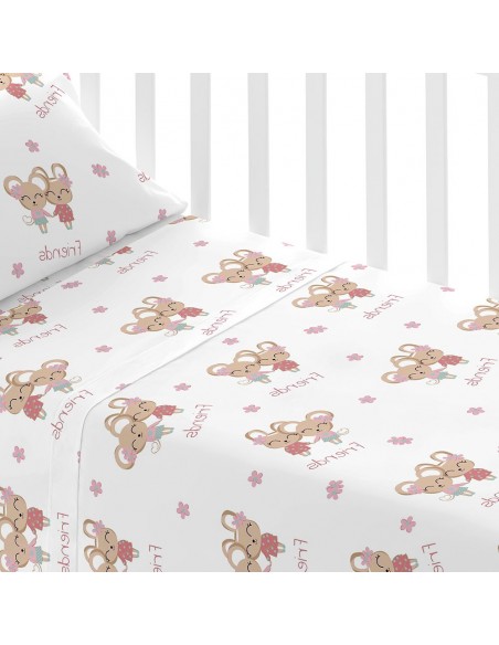 Juego de sábanas algodón Friends rosa cuna