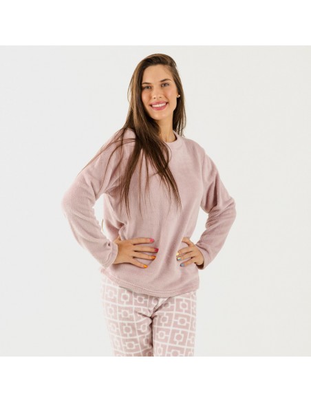 Pijama coral Taormina malva pijamas-mujer