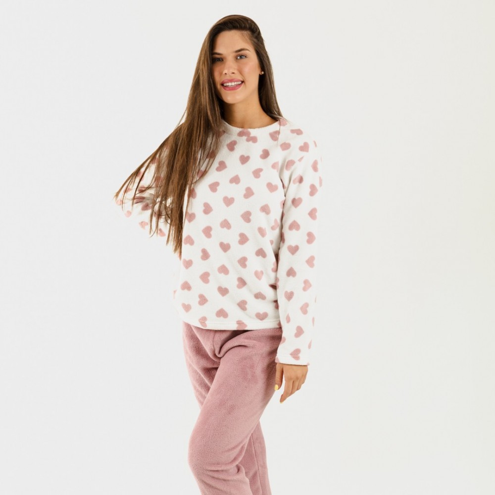 Pijama coral niña Manchitas malva rosa tallas infantiles 9-10 años