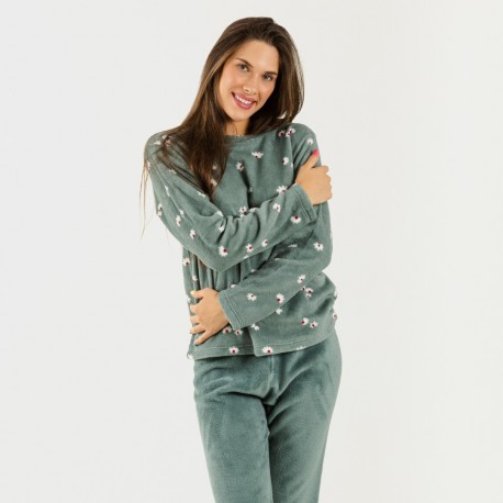 Pijama coral Tabitha verde frances pijamas-mujer