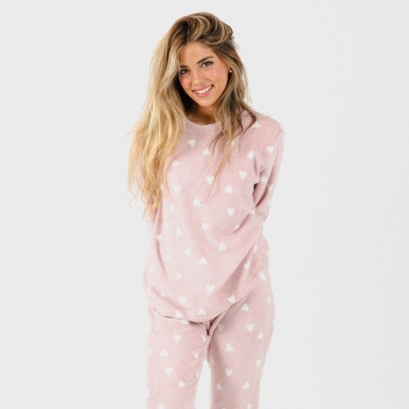 Pijama coral Olga rosa palo pijamas-mujer