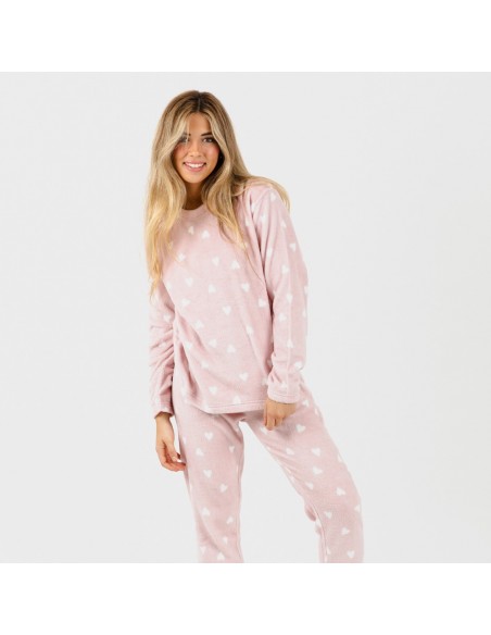 Pijama coral Olga rosa palo pijamas-mujer