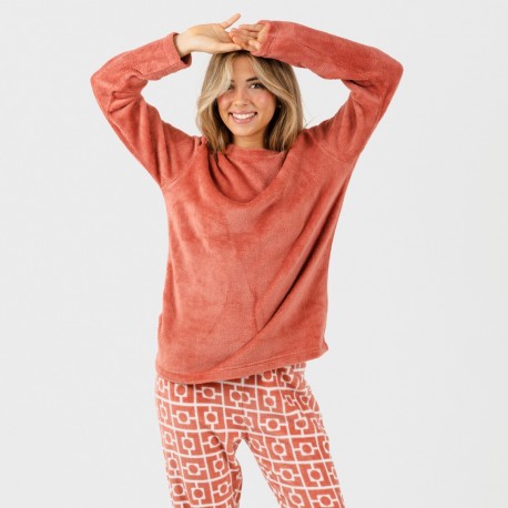 Pijama coral Taormina marsala pijamas-mujer