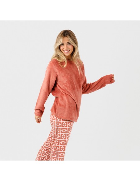 Pijama coral Taormina marsala pijamas-mujer