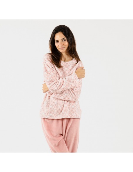 Pijama coral niña Manchitas malva rosa tallas infantiles 9-10 años