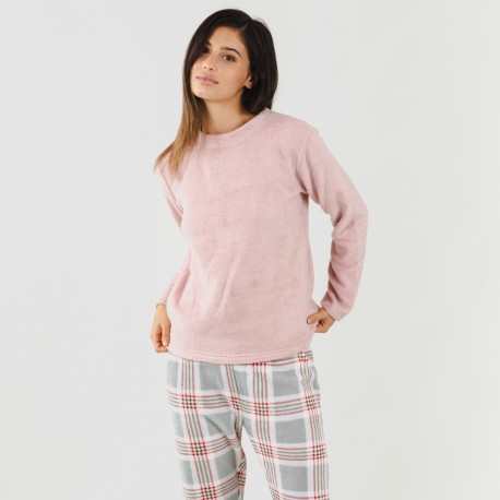 Pijama coral Cuadro Salema rosa pijamas-mujer