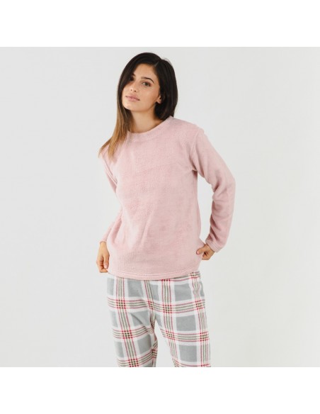 Pijama coral Cuadro Salema rosa pijamas-mujer