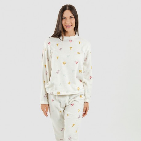 Pijama coral Letras pijamas-mujer