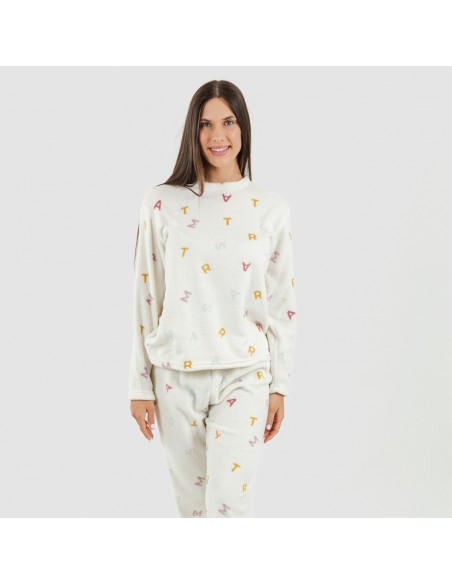 Pijama coral Letras pijamas-mujer