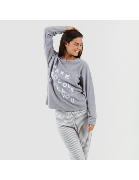 Pijama polar Emiro gris medio pijamas-mujer