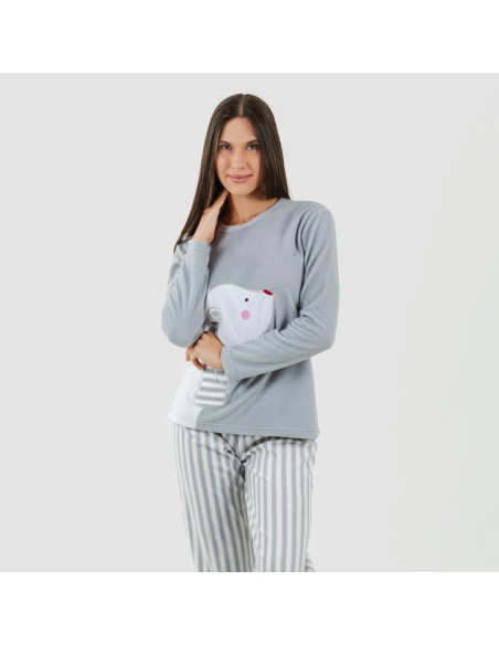 Pijama polar Oso polar gris plomo pijamas-mujer