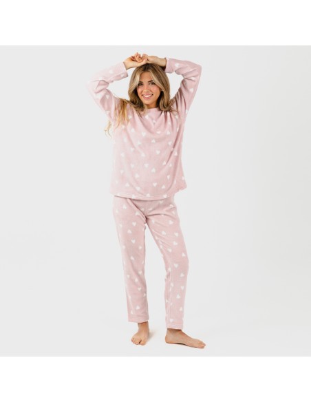 Pijama coral Olga rosa palo pijamas-mujer