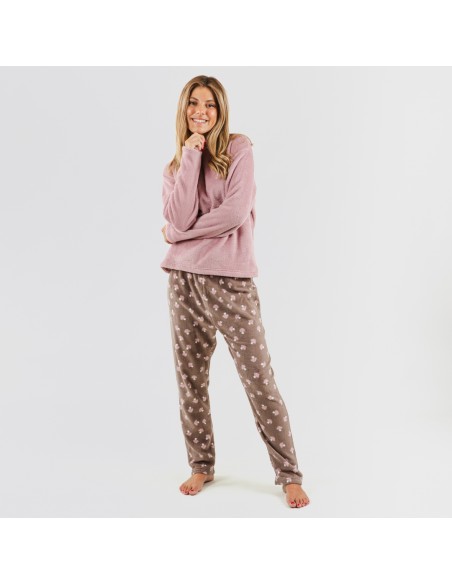 Pijama coral Ellen malvarosa pijamas-mujer